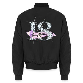 Happy Birthday 18th Birthday Gift Diamond Glamour - Unisex Bomber Jacket - black - Back - AI Model Male 185 light (185cm)