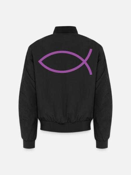  Jesusfisch violett Ichthys Jesus Fisch  - Unisex Bomberjacke - Schwarz