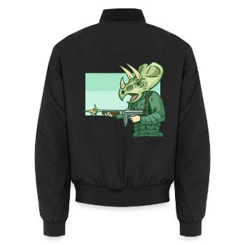 Furchtloser Triceratops Soldat - Unisex Bomberjacke - Schwarz - Hinten - AI Model Male 185 light (185cm)