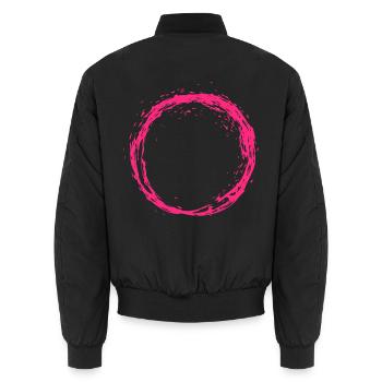 Circle pink - Unisex Bomber Jacket - black - Back - AI Model Male 185 light (185cm)