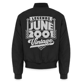 Vintage Geburtstagsgeschenk Juni 2001, Juni 2001. - Unisex Bomberjacke - Schwarz - Hinten - AI Model Male 185 light (185cm)