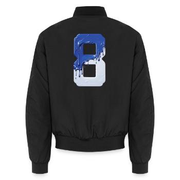 NR. 8 NUMMER 8 BLAU WEIß 8. GEBURTSTAG - Unisex Bomberjacke - Schwarz - Hinten - AI Model Male 185 light (185cm)