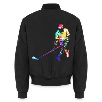 Reflexstarker Floorball Torwart - Unisex Bomberjacke - Schwarz - Hinten - AI Model Male 185 light (185cm)