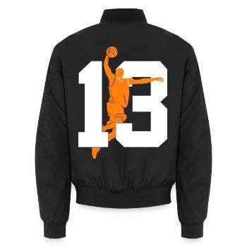 NUMBER 13 BASKETBALL 13TH BIRTHDAY - Unisex Bomber Jacket - black - Back - AI Model Male 185 light (185cm)
