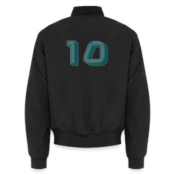 10. 10 YEARS. 10th ANNIVERSARY. 10 YEAR ANNIVERSARY. - Unisex Bomber Jacket - black - Back - AI Model Male 185 light (185cm)