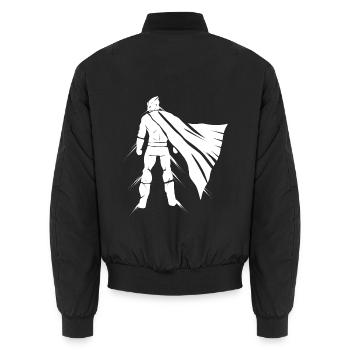 Fliegender Superheld mit Cape - Unisex Bomberjacke - Schwarz - Hinten - AI Model Male 185 light (185cm)