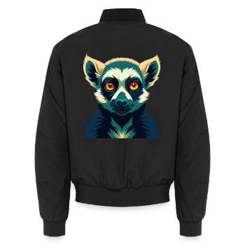 Lemur Cartoon Figur Buntes Haustier Tier - Unisex Bomberjacke - Schwarz - Hinten - AI Model Male 185 light (185cm)