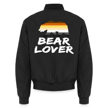 BEAR LOVER GAY LGBT PRIDE HOMOSEXUAL - Unisex Bomberjacke - Schwarz - Hinten - AI Model Male 185 light (185cm)