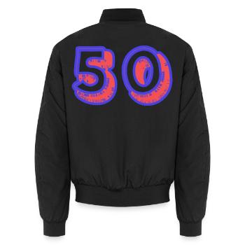 50. 50 YEARS. 50th ANNIVERSARY. 50TH ANNIVERSARY. - Unisex Bomber Jacket - black - Back - AI Model Male 185 light (185cm)