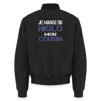 Je mange du Niglo - Bomber unisexe - noir - Dos - AI Model Male 185 light (185cm)