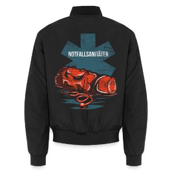 Zuverlässiger Sanitäter Rettungsdienst - Unisex Bomberjacke - Schwarz - Hinten - AI Model Male 185 light (185cm)