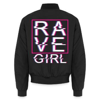 Rave Girl Rave Mädchen - Unisex Bomberjacke - Schwarz - Hinten - AI Model Male 185 light (185cm)