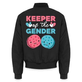 Hüter des Geschlechts Baby Reveal Baby-Ankündigung - Unisex Bomberjacke - Schwarz - Hinten - AI Model Male 185 light (185cm)