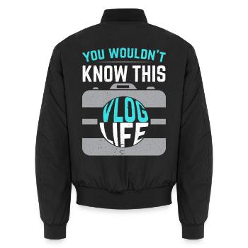 Vlog Leben Social Media Content Creator Vlogger - Unisex Bomberjacke - Schwarz - Hinten - AI Model Male 185 light (185cm)