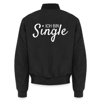 Ich bin Single - Unisex Bomberjacke - Schwarz - Hinten - AI Model Male 185 light (185cm)