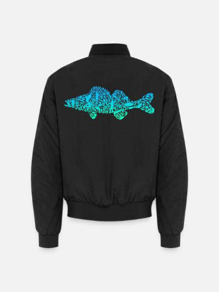 Zander Angeln Fisch farbig Raubfisch Angler - Unisex Bomberjacke - Schwarz