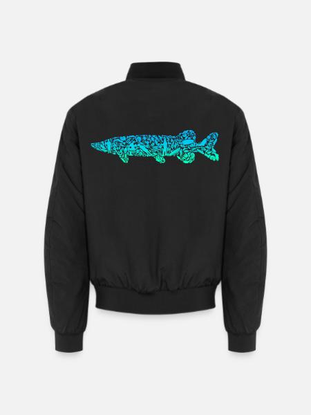Hecht Angeln Fisch farbig Hecht Angler Fischer - Unisex Bomberjacke - Schwarz