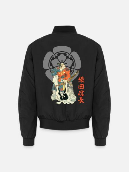 Oda Nobunaga, Kanji und Mon des Oda-Clans - Unisex Bomberjacke - Schwarz