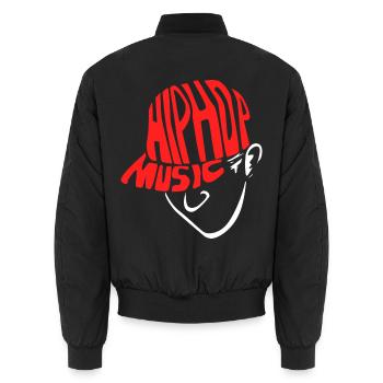 Basslastiger Rapper Mikrofonkönig - Unisex Bomberjacke - Schwarz - Hinten - AI Model Male 185 light (185cm)