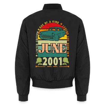 Juni 2001 Geburtstagsgeschenk. Juni 2001 Juni 2001 - Unisex Bomberjacke - Schwarz - Hinten - AI Model Male 185 light (185cm)