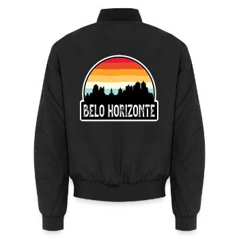 Belo Horizonte Brasilien-Flagge Skyline Reise-Souvenir - Unisex Bomberjacke - Schwarz - Hinten - AI Model Male 185 light (185cm)