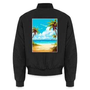 Turks- und Caicosinseln Karibik Reiseposter - Unisex Bomberjacke - Schwarz - Hinten - AI Model Male 185 light (185cm)