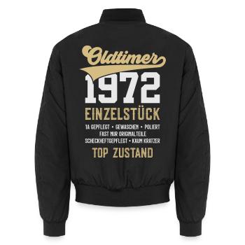 54. GEBURTSTAG OLDTIMER 1972 - Unisex Bomberjacke - Schwarz - Hinten - AI Model Male 185 light (185cm)