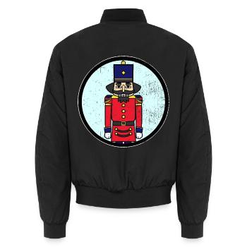 Fescher Nussknacker Weihnachtsmarkt - Unisex Bomberjacke - Schwarz - Hinten - AI Model Male 185 light (185cm)