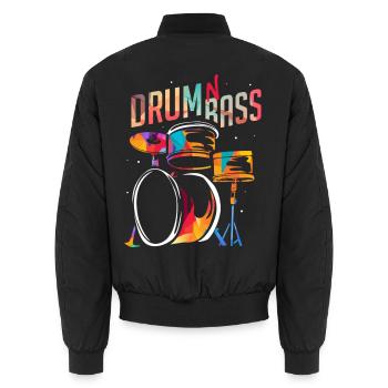 Elektrisierender Bass Raveclub - Unisex Bomberjacke - Schwarz - Hinten - AI Model Male 185 light (185cm)