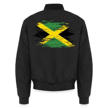 Jamaica flag used - Unisex Bomber Jacket - black - Back - AI Model Male 185 light (185cm)