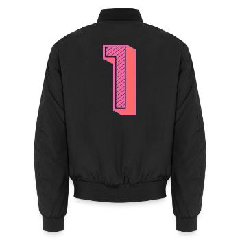1. 1 JAHR. 1. JAHRESTAG. 1 JAHR GEBURTSTAG - Unisex Bomberjacke - Schwarz - Hinten - AI Model Male 185 light (185cm)