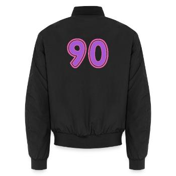 90. 90 JAHRE. 90-JÄHRIGES JUBILÄUM. 90-JÄHRIGES JUBILÄUM. - Unisex Bomberjacke - Schwarz - Hinten - AI Model Male 185 light (185cm)