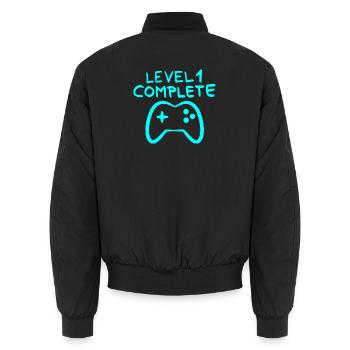 Level 1 complete 1 Geburtstag Spielkonsole - Unisex Bomberjacke - Schwarz - Hinten - AI Model Male 185 light (185cm)