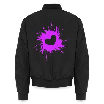 Herz Fleck Tinte Lila - Unisex Bomberjacke - Schwarz - Hinten - AI Model Male 185 light (185cm)