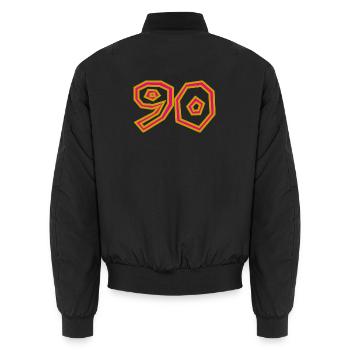 90. 90 JAHRE. 90-JÄHRIGES JUBILÄUM. 90-JÄHRIGES JUBILÄUM. - Unisex Bomberjacke - Schwarz - Hinten - AI Model Male 185 light (185cm)