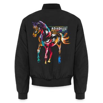 Eleganter Vollblutaraber Wüstenritt - Unisex Bomberjacke - Schwarz - Hinten - AI Model Male 185 light (185cm)