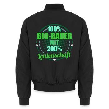 Bio-Bauer - Unisex Bomberjacke - Schwarz - Hinten - AI Model Male 185 light (185cm)