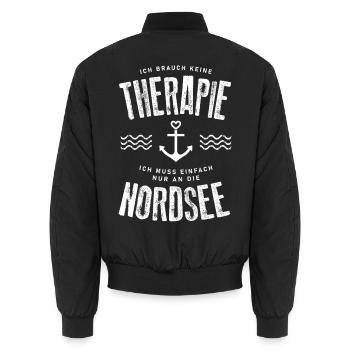 Ich brauch keine Therapie ich muss an die Nordsee - Unisex Bomberjacke - Schwarz - Hinten - AI Model Male 185 light (185cm)