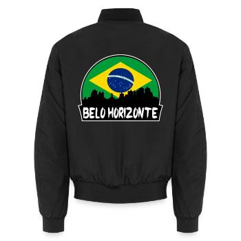 Belo Horizonte Brasilien Flagge Skyline Silhouette Trav - Unisex Bomberjacke - Schwarz - Hinten - AI Model Male 185 light (185cm)