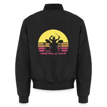 Schlagzeuger Drums Schlagzeug - Unisex Bomberjacke - Schwarz - Hinten - AI Model Male 185 light (185cm)