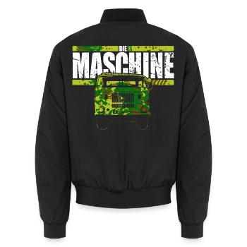 W50 LKW Tarn Optik - Unisex Bomberjacke - Schwarz - Hinten - AI Model Male 185 light (185cm)