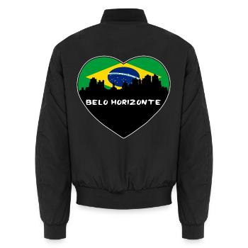 Belo Horizonte Brasilien Flagge Skyline Reise Souvenir - Unisex Bomberjacke - Schwarz - Hinten - AI Model Male 185 light (185cm)
