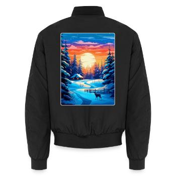 Laponie Finlande Affiche de voyage vintage souvenir WPA - Bomber unisexe - noir - Dos - AI Model Male 185 light (185cm)