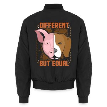 Different But Equal Tierliebe Tierliebhaber Veggie - Unisex Bomberjacke - Schwarz - Hinten - AI Model Male 185 light (185cm)