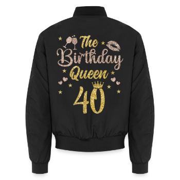 40.Geburtstag Königin 40 Jahre Vierzig - Unisex Bomberjacke - Schwarz - Hinten - AI Model Male 185 light (185cm)