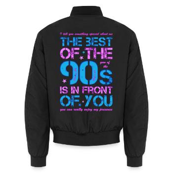 90er 90s Neunziger Jahre best of 90s - Unisex Bomberjacke - Schwarz - Hinten - AI Model Male 185 light (185cm)