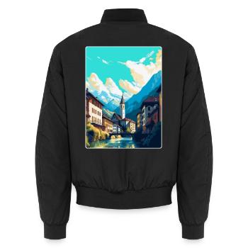 Coire Suisse Poster de voyage vintage souvenir - Bomber unisexe - noir - Dos - AI Model Male 185 light (185cm)