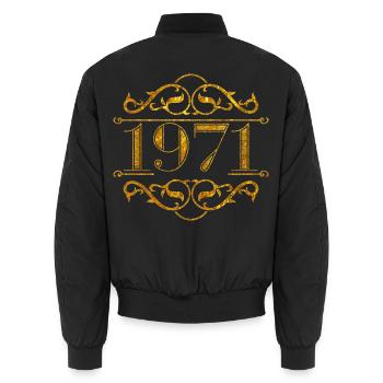 1971 Goldenes Filigranornament - Unisex Bomberjacke - Schwarz - Hinten - AI Model Male 185 light (185cm)