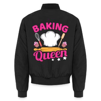 Baking Queen Bake Kitchen Baken Spruch Lustig Bäck - Unisex Bomberjacke - Schwarz - Hinten - AI Model Male 185 light (185cm)
