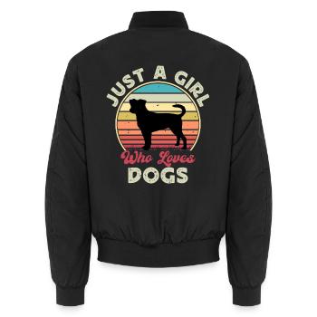 Dänischer schwedischer Bauernhund Hund Silhouette Retro Sonnenuntergang - Unisex Bomberjacke - Schwarz - Hinten - AI Model Male 185 light (185cm)